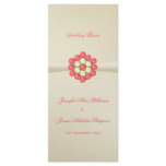 Wedding Menu Ivory Satin with  Pearls & Ruby Gems rack cards