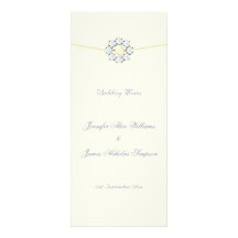 Wedding Menu Ivory with Diamonds and Pearls Personalized Rack Card