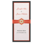 Wedding Menu Pale Damask & Tangerine Faux Ribbon rack cards