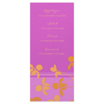 Wedding Menu Pink and Orange Flowers Full Color Rack Card