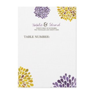 Wedding Menu Purple &amp; Yellow Dahlia Flowers Personalized Announcements