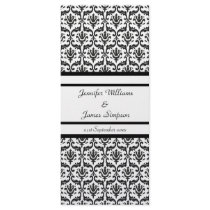 Wedding Menu Template Black and White Damask Personalized Rack Card