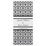 Wedding Menu Template Black and White Damask rack cards