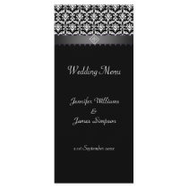Wedding Menu Template Black and White Damask Custom Rack Card