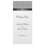 Wedding Menu Template Black and White Damask rack cards