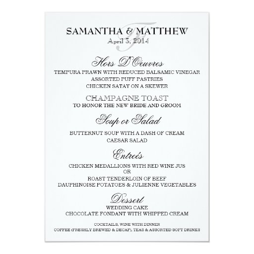 wedding menu card templates wedding menu template personalize card zazzle wedding menu card templates wedding menu template personalize card zazzle
