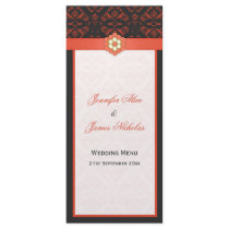 Wedding Menu Template Tangerine Tango Damask Rack Card Template