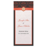 Wedding Menu Template Tangerine Tango Damask rack cards