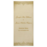 Wedding Menu Template Vintage Leaf Scroll in Beige rack cards