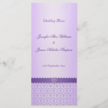 Wedding Menu Card Templates on Wedding Menu Template Vintage Lilac Damask Rack Card Template