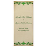 Wedding Menu Vintage Leaf Scroll in Green rack cards