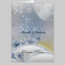 Wedding Menu White and Blue cards