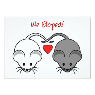 Wedding Mice Black White Eloped Card