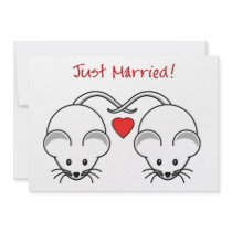 Wedding Mice White Invitation