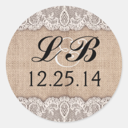 wedding monogram and burlap lace stickers