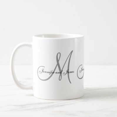 Wedding Monogram B & Names Gift  Favor Mug