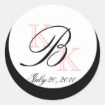 Wedding Monogram B Pink Black Envelope Favor Seal Stickers