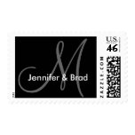Wedding Monogram Black and White Postage Stamp