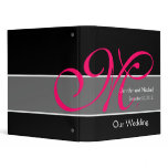Wedding Monogram Black Fuchsia Planner Keepsake Vinyl Binder