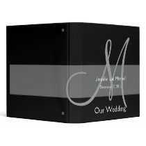 Wedding Monogram Black Grey Planner Photo Binder