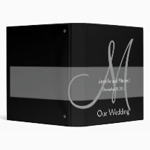 Wedding Monogram Black Grey Planner Photo Binder
