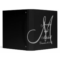 Wedding Monogram Black Planner Keepsake Binder