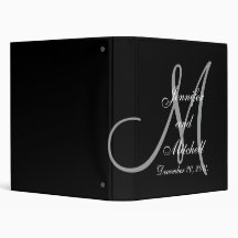 Wedding Monogram Black Planner Keepsake Binder
