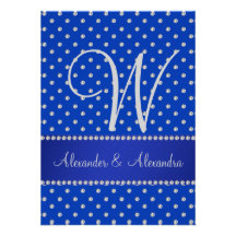 Wedding monogram blue diamonds custom announcement