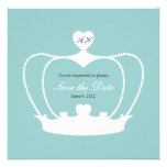 Wedding Monogram Blue Save the Date Announcement invitations