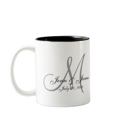 Wedding Monogram Bride Groom Date Coffee Mug