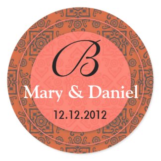 Wedding Monogram Bride Groom Date Envelope Seal sticker