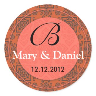 Wedding Monogram Bride Groom Date Envelope Seal sticker