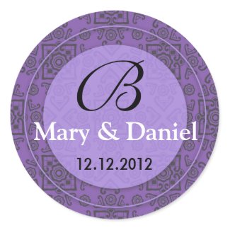 Wedding Monogram Bride Groom Date Envelope Seal sticker