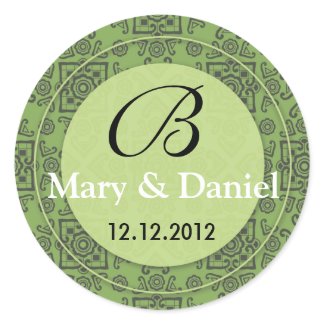 Wedding Monogram Bride Groom Date Envelope Seal sticker