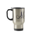 Wedding Monogram Bride Groom Date Navy Travel Mug