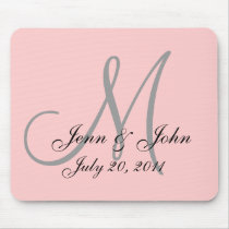 Wedding Monogram Bride Groom Date Pink Mouse Pad mousepads by MonogramGalleryGifts Wedding Monogram Bride Groom Date Pink Mouse Pad mousepads