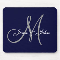 Wedding Monogram Bride Groom Names Navy Mouse Pad mousepads by MonogramGalleryGifts Wedding Monogram Bride Groom Names Navy Mouse Pad mousepads