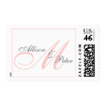 Wedding Monogram Bride Groom Names Pink Stamp