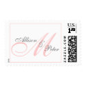 Wedding Monogram Bride Groom Names Pink Stamp
