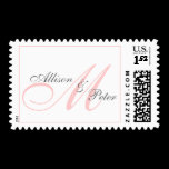 Wedding Monogram Bride Groom Names Pink Stamp