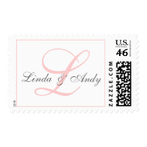 Wedding Monogram Bride Groom Names Pink Stamp