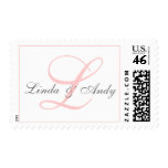 Wedding Monogram Bride Groom Names Pink Stamp