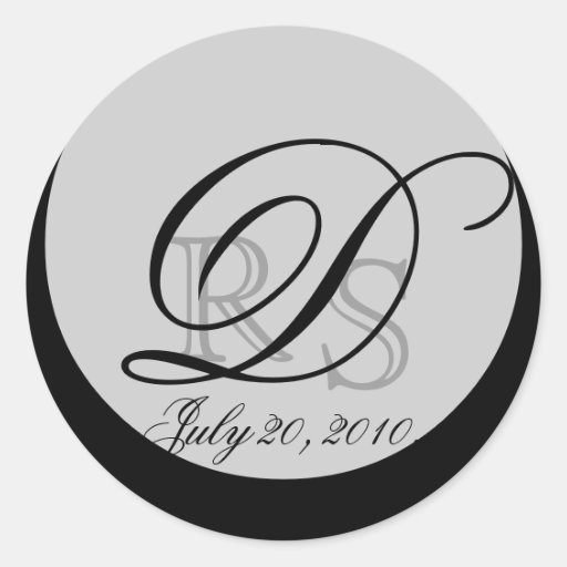 Wedding Monogram D Envelope and Favor Seal Round Stickers