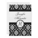 Wedding Monogram Damask Black & White Invitation invitation