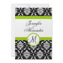 Wedding Monogram Damask Green Invitation Front invitation