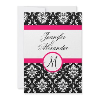 wedding invitation monogram pink