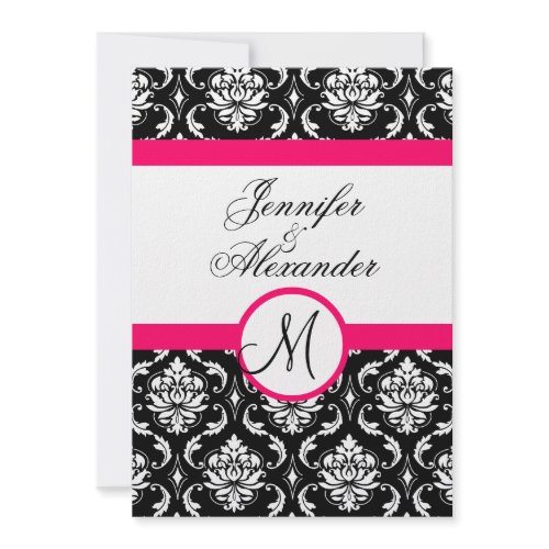 wedding invitation monogram pink