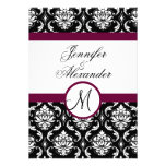 Wedding Monogram Damask WIne Invitation Front