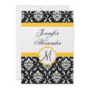 Wedding Monogram Damask YellowInvitation Front invitation