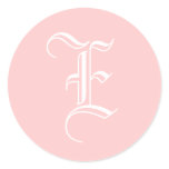 Wedding Monogram E Sticker Old English Style Pink